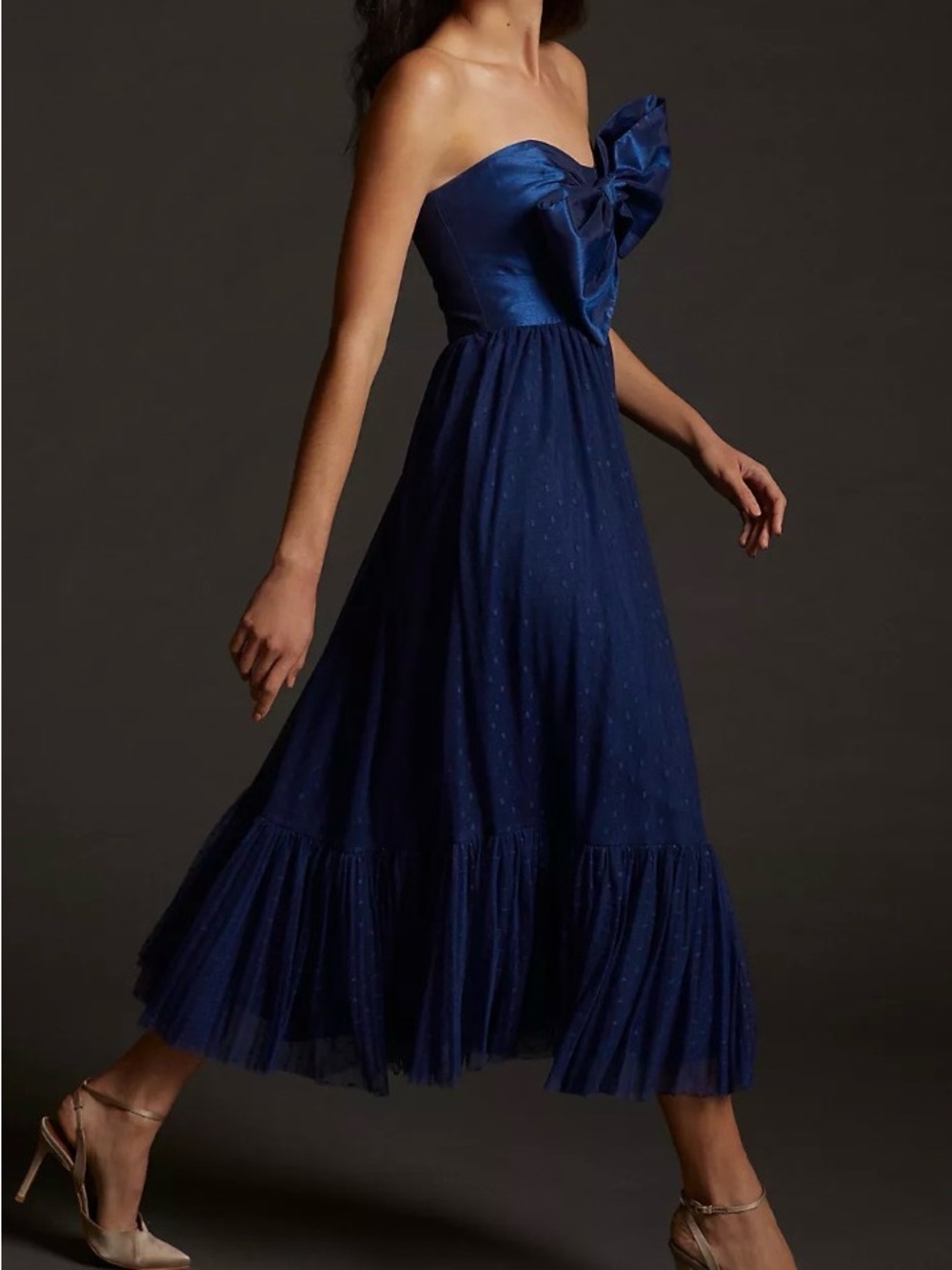 NWT Hutch x Anthropologie Tulle Bow-Tie Midi Dress Sweetheart Strapless Sz 12